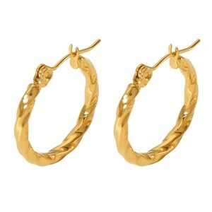 Twisted Gold Hoop Earrings